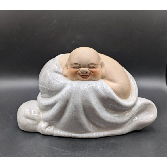 Vintage Nantucket Happy Buddha Figurine Ceramic Sculpture 10"